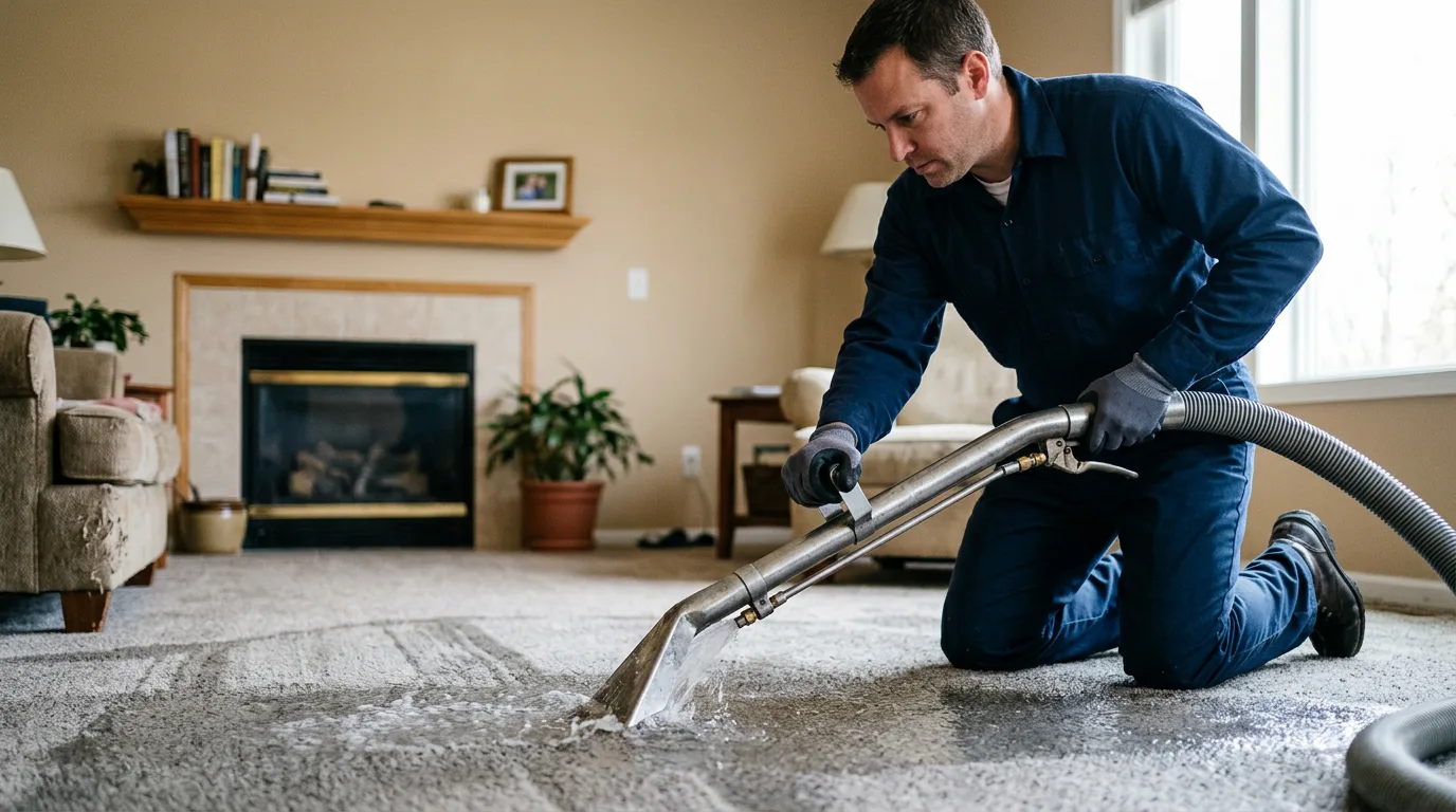 Water damage restoration technician working near Shelby, MI